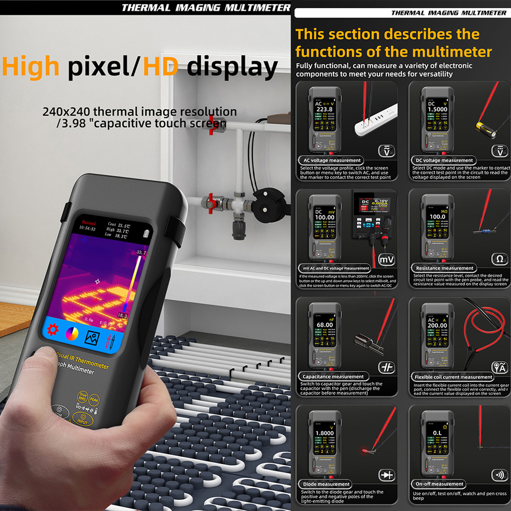 Nf 521 Thermal Imaging Camera - Termocamera SH7 320x320 Multimetro digitale da